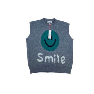 The Greii Women's Smile Face Knitted Vest Grey Sz M